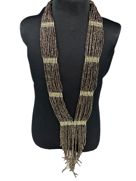 Mark by Avon brown multi-strand seed bead statement necklace
