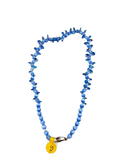 Deep blue sodalite chip stones with natural white veining. necklace