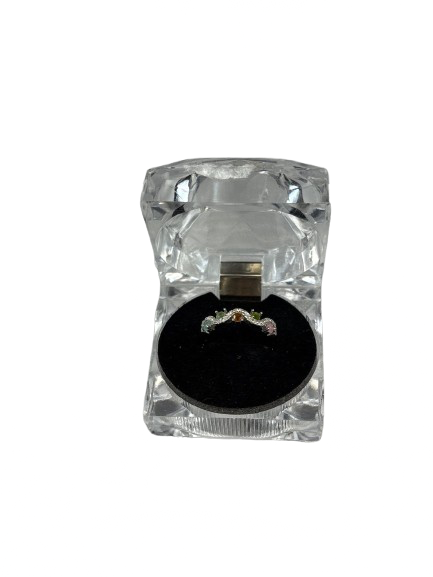 Genuine tourmaline adjustable ring in display box