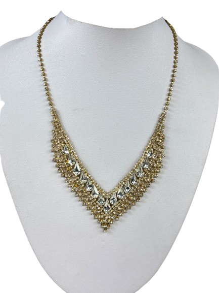 Christina Collection  stamped gold-tone rhinestone necklace