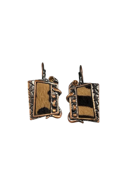 faux animal hair inlay earrings
