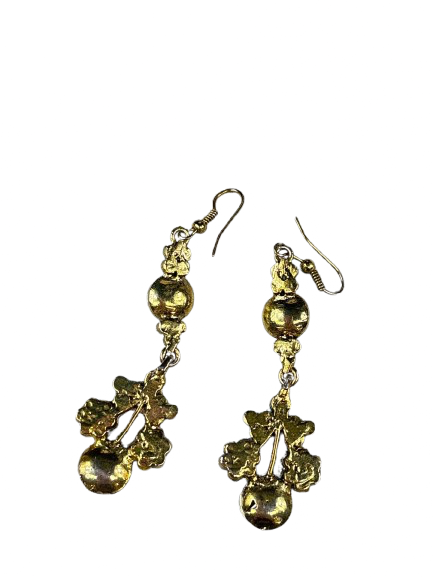 Aqua rhinestone drop earrings gold-tone back view