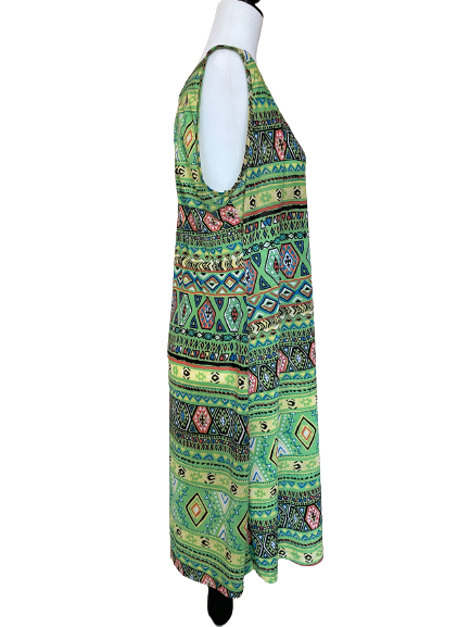 Papillon Green Aztec Sleeveless Dress.